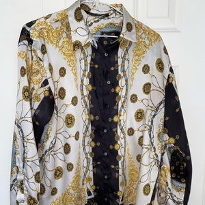ZARA Printed Chain Blouse Collar Shirt